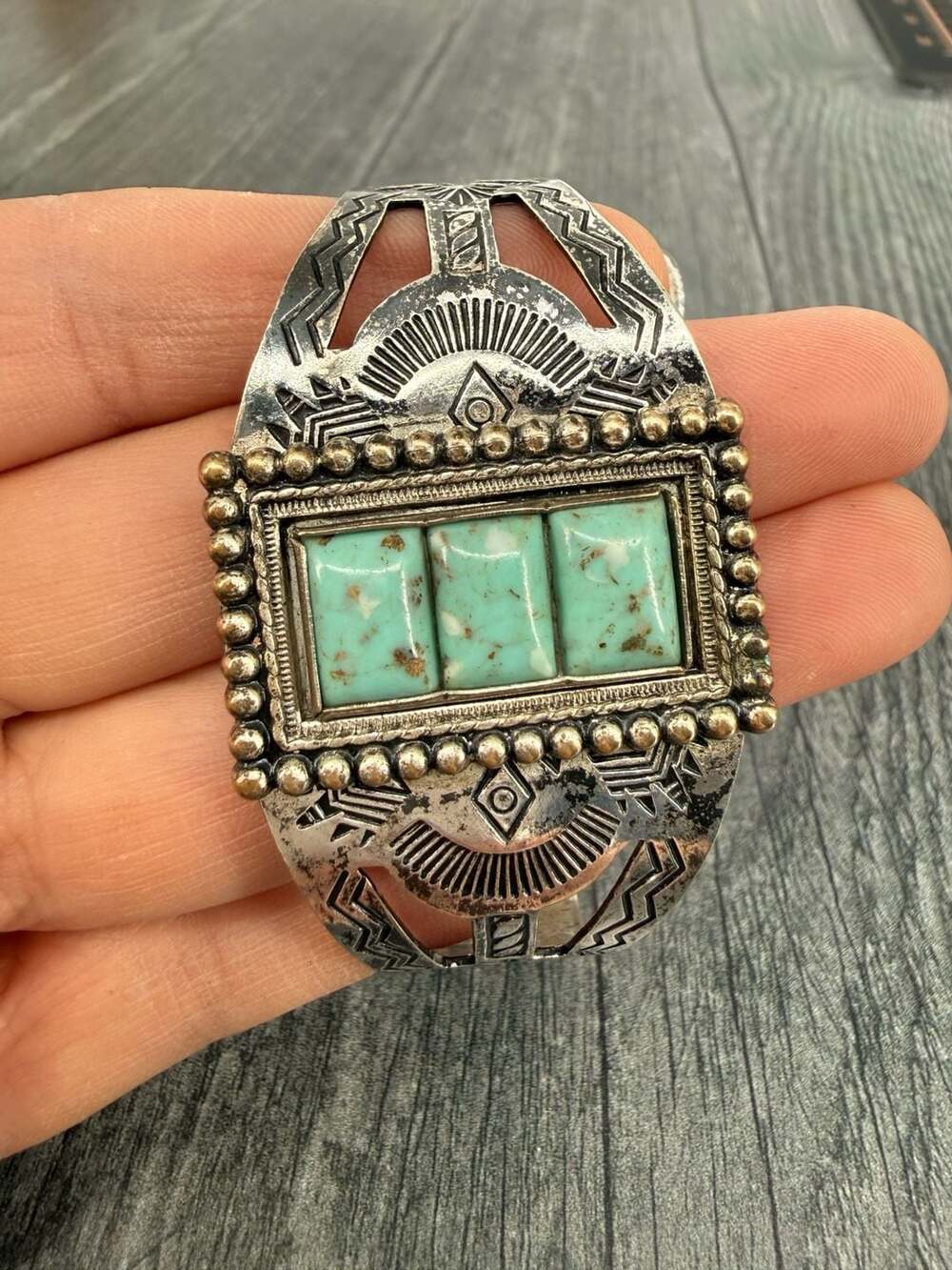 Alpaca Vintage Southwestern Style Turquoise Cuff Bracelet
